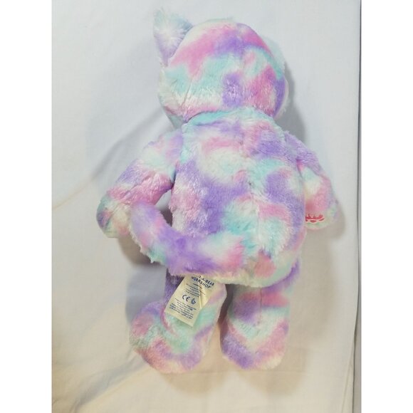 Build A Bear Plush Pastel Swirl Tie Dye Kitty Cat Pink Purple Blue BABW #1 - Picture 3 of 10